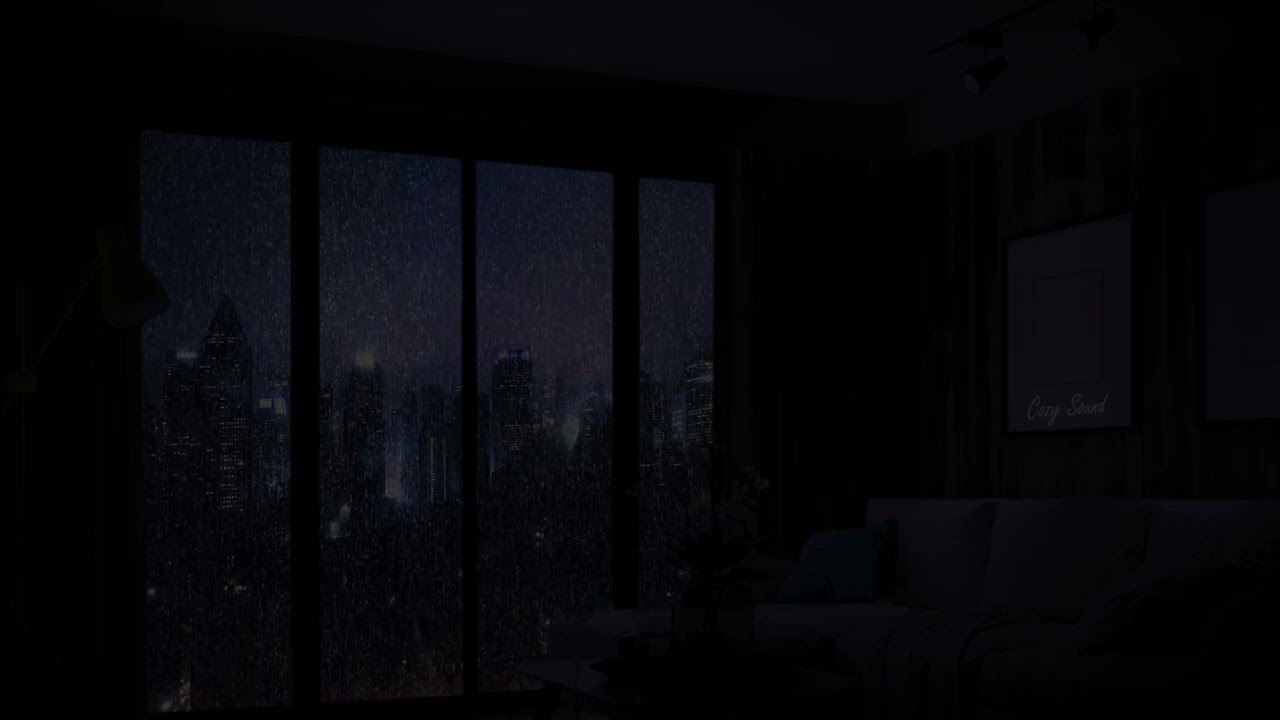 Alone in Luxury Apartment with Rainy Calm Night City View | Rain Sounds for Sleeping, Study & Re