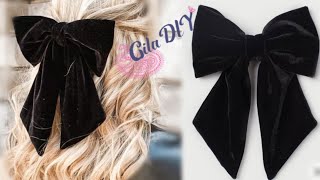 DIY VELVET BOW with Beads| EASY TUTORIAL |How to Make BIG Bow Clips for Hair out of Velvet Fabric