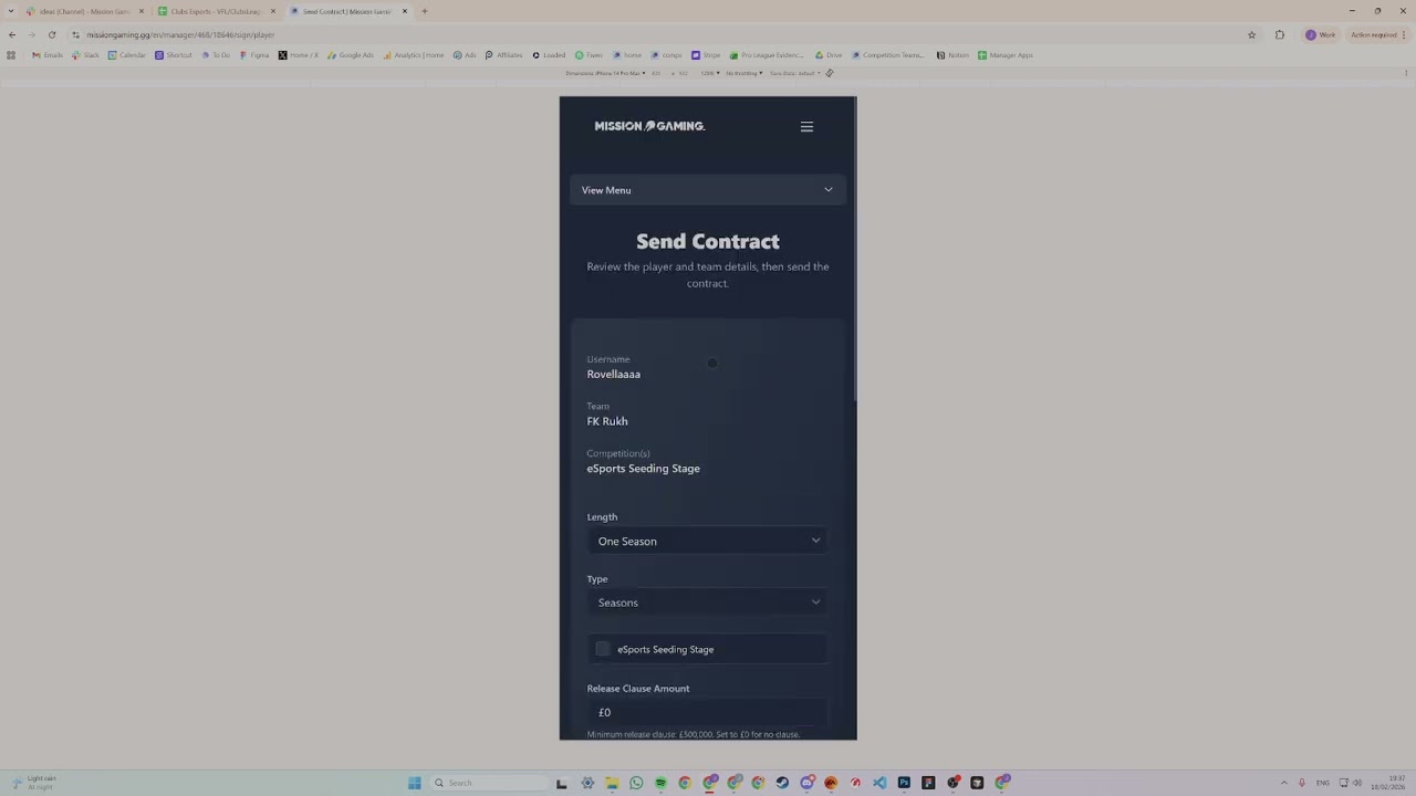 How to send a contract on ClubsLeagues
