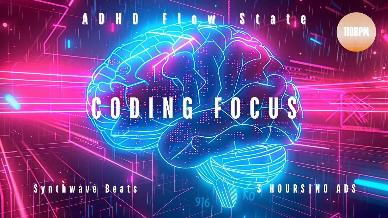 ADHD Coding Music   110 BPM Synthwave Beats for Programming & Deep Focus vol