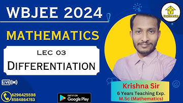 WBJEE 2024 Mathematics Preparation | Differentiation Lec 03 | By Krishna Sir | By Easy2Learning |