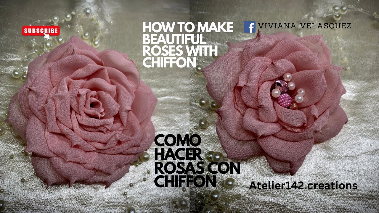 How to make 2 styles of roses with chiffon / Como hacer 2 estilos de ...