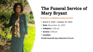 Funeral Service For Mary Bryant, November 16, 2025