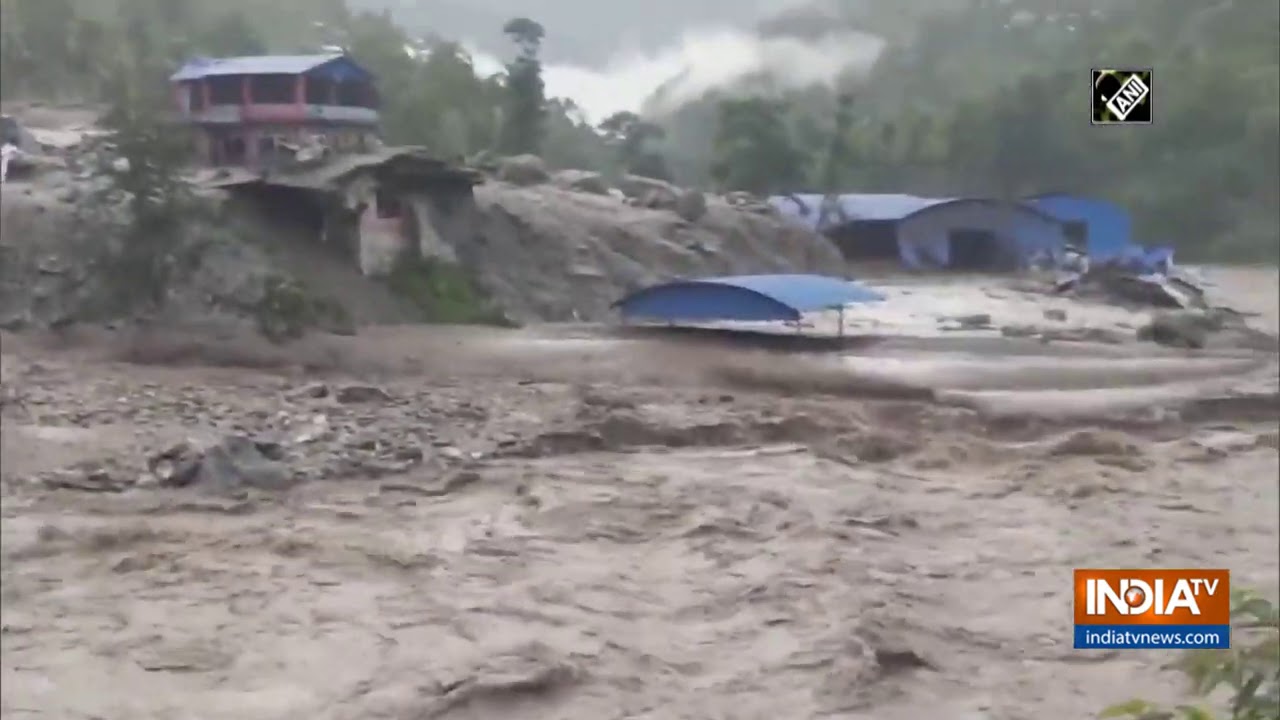 Flood sweeps away houses in Nepal`s Sindhupalchok