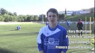 Ifx soccer's rory mcparland interviewed before training session with
barcelona soccer academy cfa espluguenc - spain school