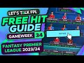 Fpl free hit guide double gameweek 34  fantasy premier league 202324 tips