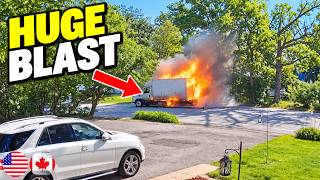 BOX TRUCK EXPLODES & INJURES DRIVER - 1042 | Driving Fails