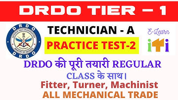 DRDO CEPTAM-10 TURNER Theory MCQ|DRDO Technician-A Mock Test for fitter,Turner,Machinist, Mechanical