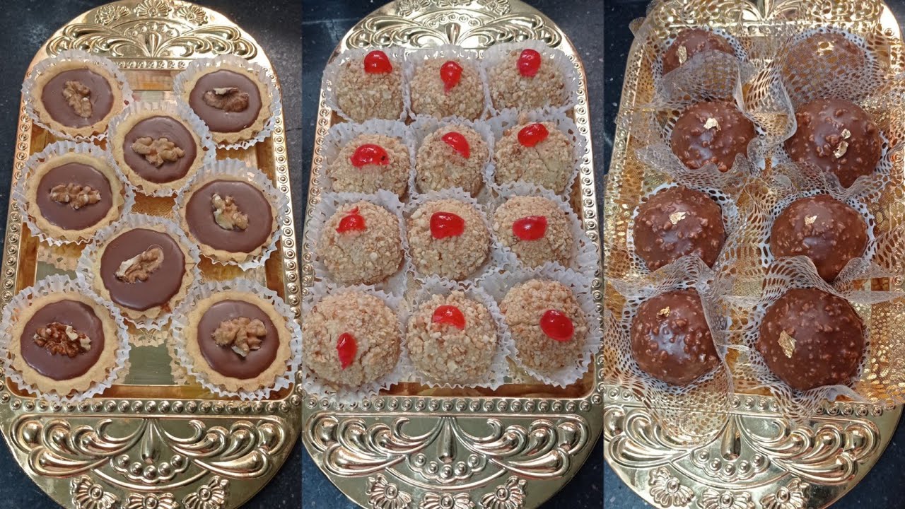 حلوى لعيد 🇩🇿/ بعجينة واحدة حضرت 03 أنواع مختلفة و حشوات متنوعة بمذاق رهيب 🤤🥰