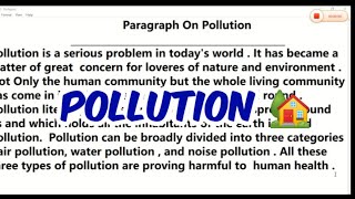 Paragraph on pollution in english | pollution essay || write 10 lines on pollution | #pollutionessay