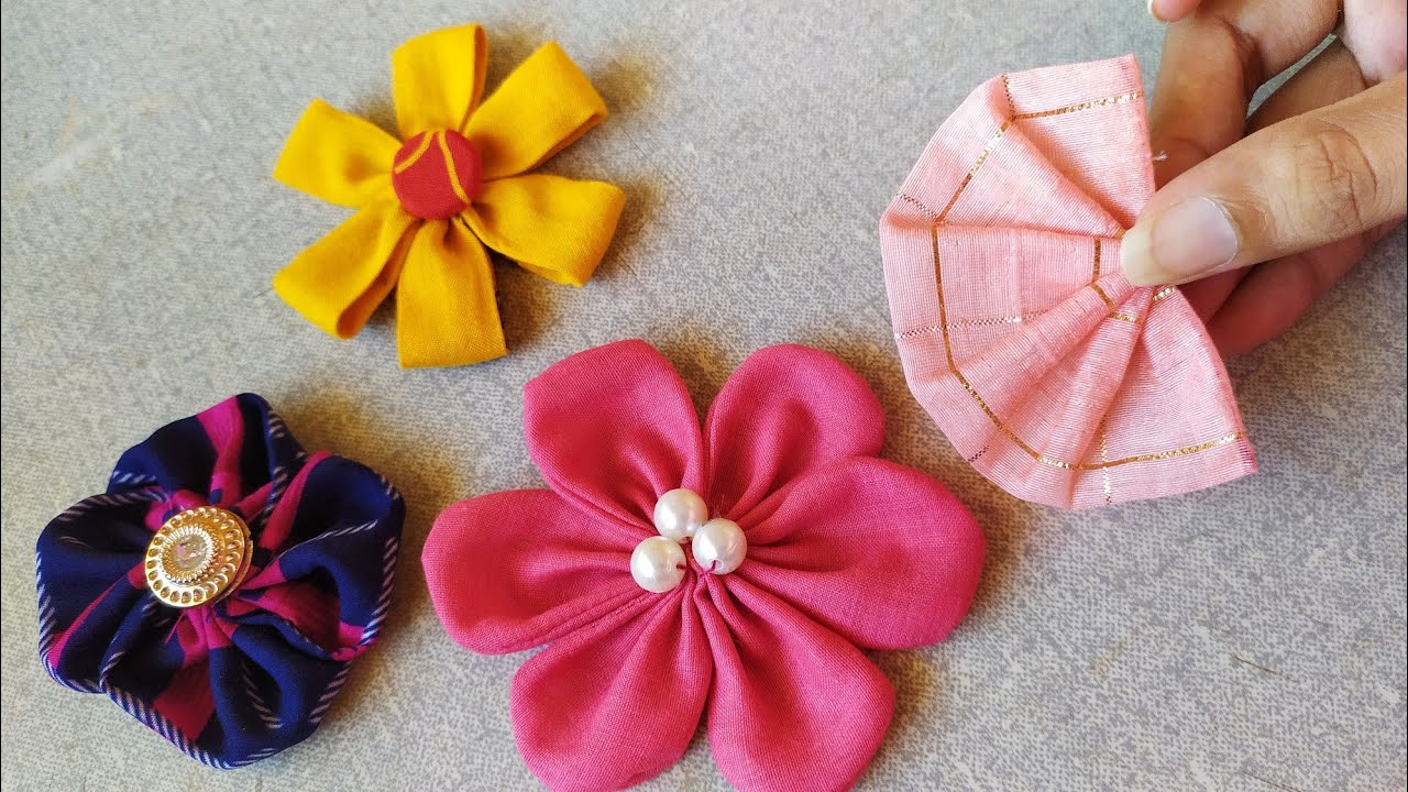 Fabric Flower Making Ideas Fabric Flowers Cutting And Stitching In