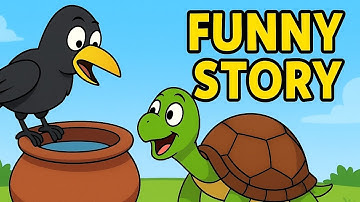 “Funny Crow Story 🐦 | The Hungry  Thirsty Crow and the Turtle | Comedy Moral Story English Animation