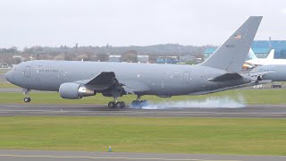 [4K] USAF Boeing KC46A Pegasus Landing at Prestwick Airport April 2022