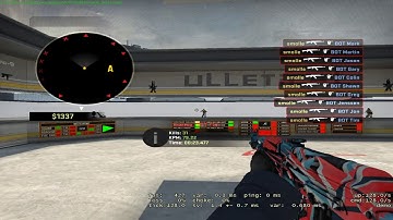 CS:GO aim_botz 4/4 walls AK47 100 kills 01:13:797 (10.4.2017)