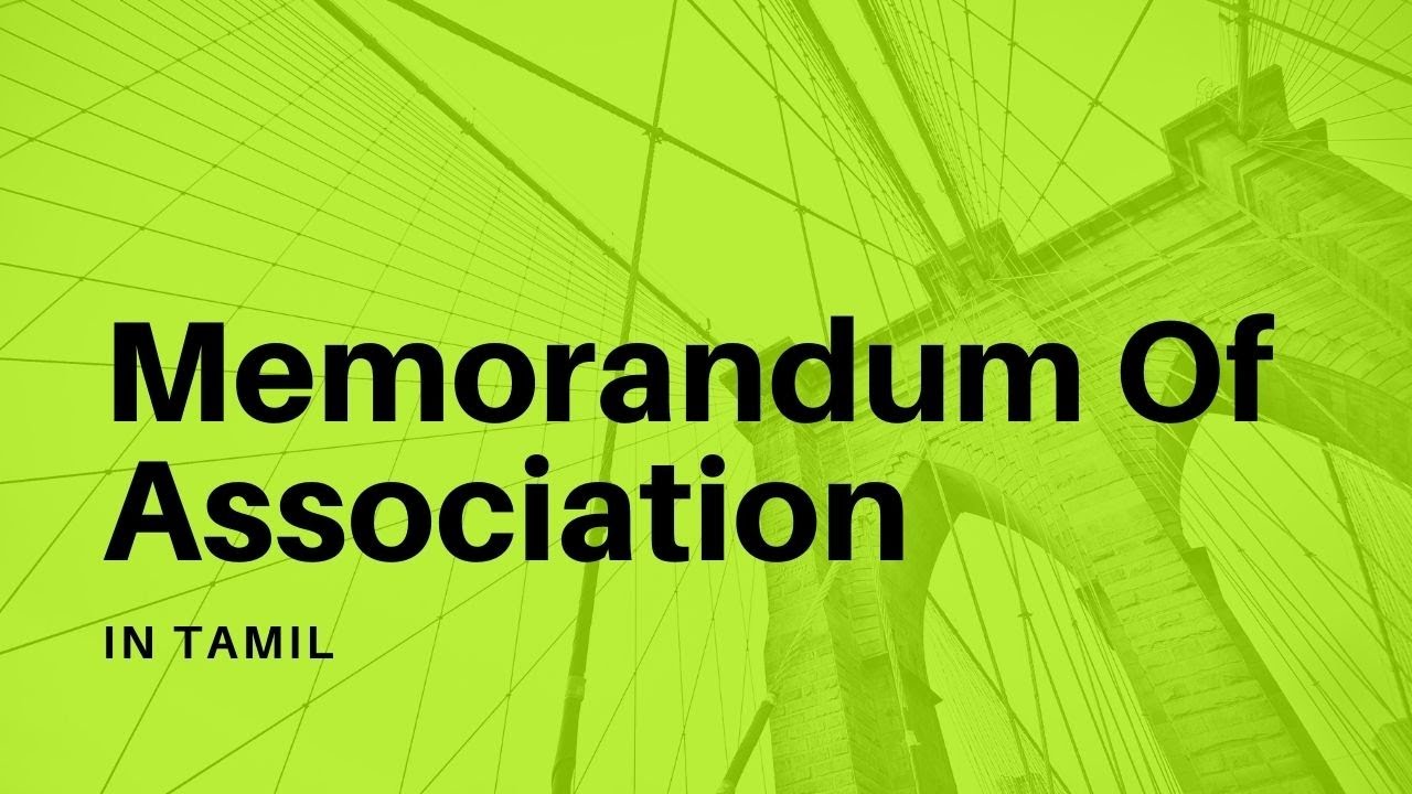 Memorandum Of Association In Tamil Company Law 2013 In Tamil Vel I