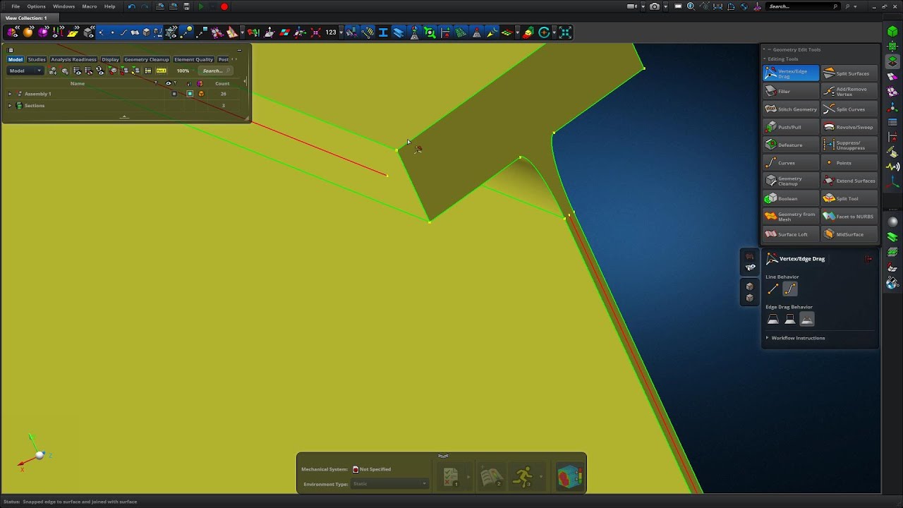 MSC Apex Midsurface creation of I Beams or thinwalled machined parts