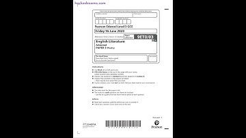 PEARSON EDEXCEL A LEVEL ENGLISH LITERATURE PAPER 3 2023 (9ET0/03: Poetry)