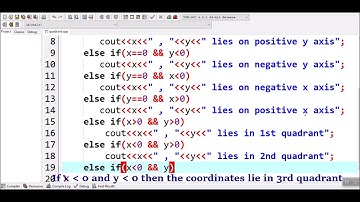 How to find the quadrant in which the given coordinates lie in C++