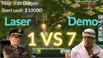 Laser 1 VS 7 Demolition Hard Bots AI map Iron Dragon C&C Generals Zero Hour Gameplay