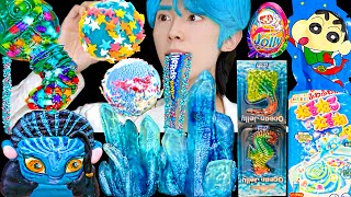 ASMR Galaxy Blue Color Food Ice cream Honey Jelly Candy Desserts MUKBANG EATING SOUNDS