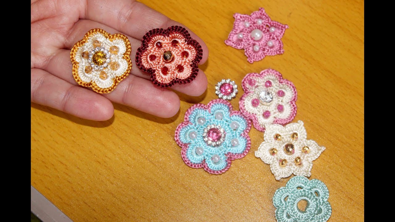 طريقة وريدات الكروشي بالعقيق/ easy flower crochet
