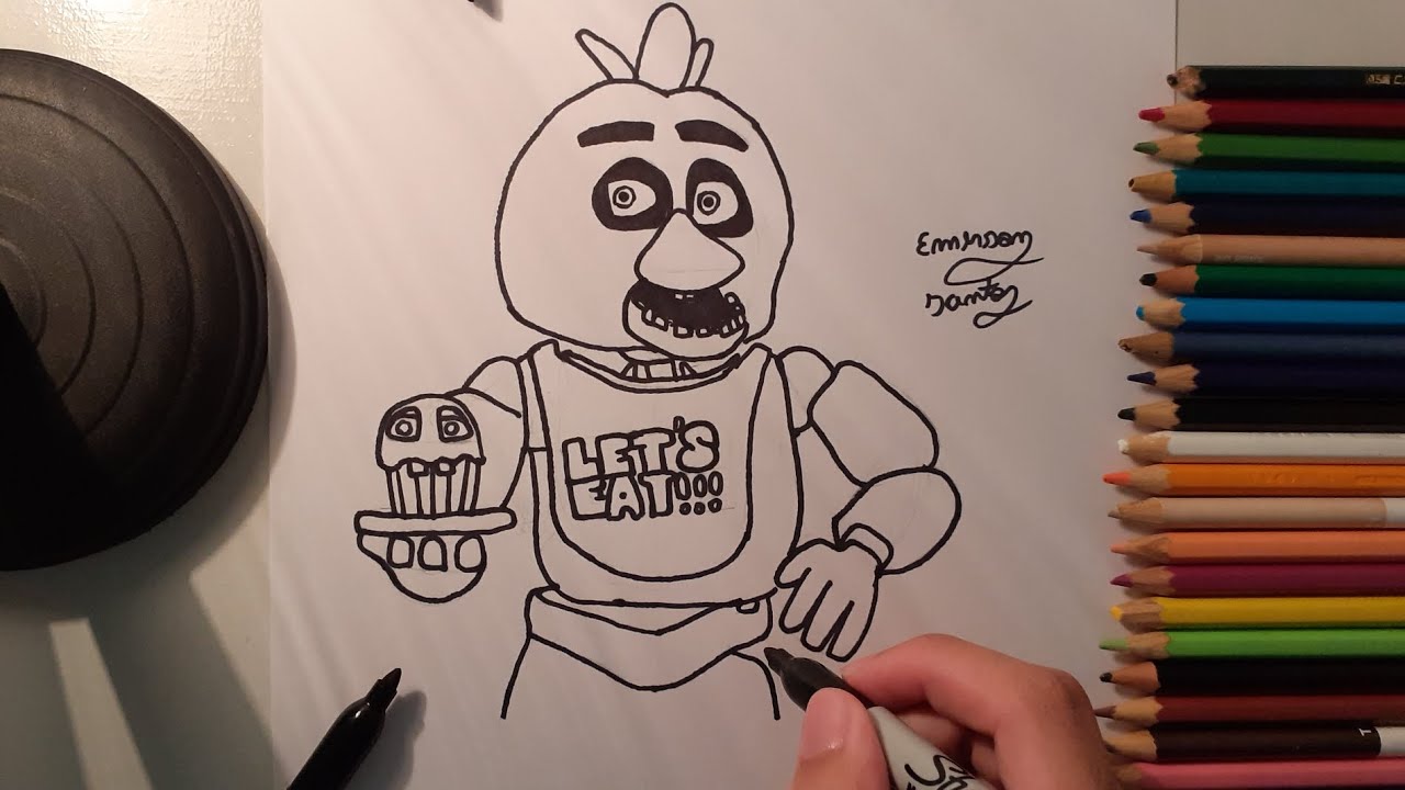 Como DESENHAR a CHICA - Como DIBUJAR a CHICA - Five Nights at Freddy's -  FNAF 