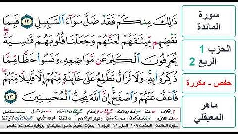 سورة المائدة - الحزب 1 - الربع 2 - حفص - ماهر المعيقلي - مكررة