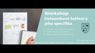 Workshop Dotazníkové Šetření A Jeho Specifika