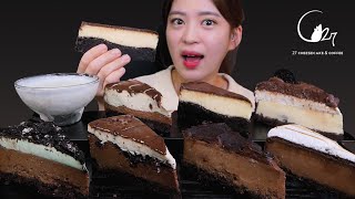 🧀Cheese cake collection🥰 [C27 cheese cake, Oreo, Brownie, Hershey's cake] Mukbang😆