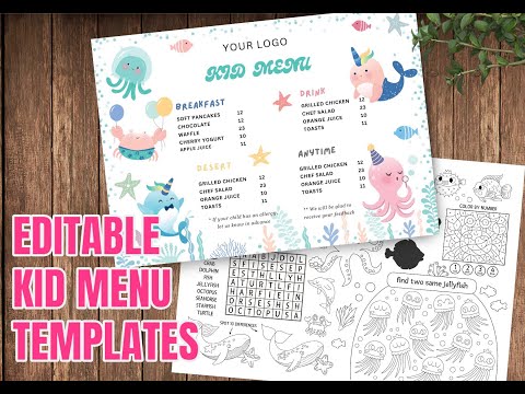 Cute Kid Menu With Sea Animals, a Marketing Template by AIW SOLUTIONS (Thumbnail 1 of 3)