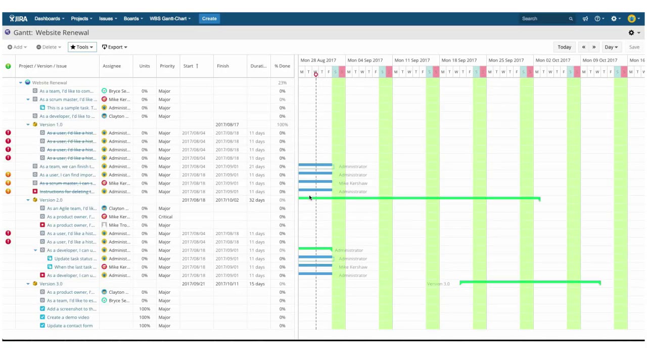 Getting Started 1 WBS Gantt-Chart for JIRA - Create a Gantt - YouTube