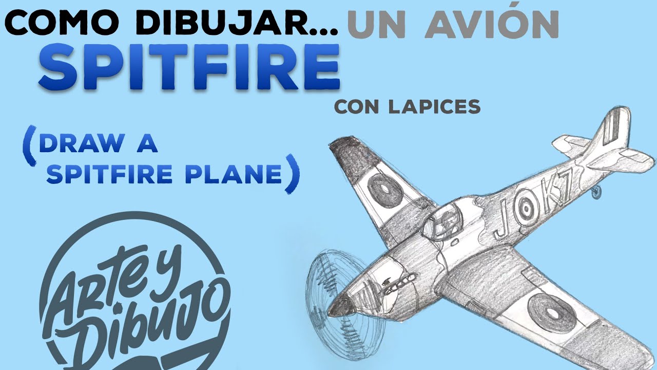 COMO DIBUJAR UN AVION SPITFIRE de la segunda guerra mundial (con lapices)  HOW DRAW A SPITFIRE PLANE - YouTube