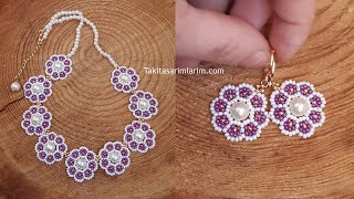 İNCİLİ KOLAY ŞIK KOLYE VE KÜPE YAPIMI / STYLISH NECKLACE AND EARRINGS MAKING