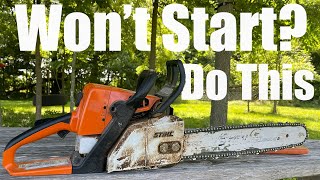 How To Start a FLOODED Stihl Chainsaw, NO TOOLS needed