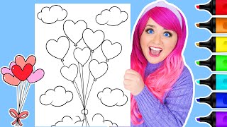 Coloring Valentine's Day Balloons Coloring Page | Cute and Sweet Valentine's Day Coloring Book