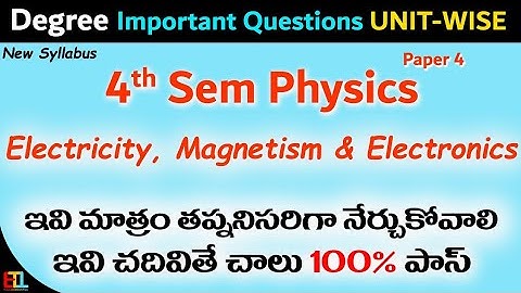 4sem Physics Important questions UNIT WISE degree 4th sem physics paper 4 (new syllabus) degree 2022