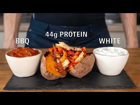 High Protein Sweet Potato With 2 Types of Low Calorie Sauces