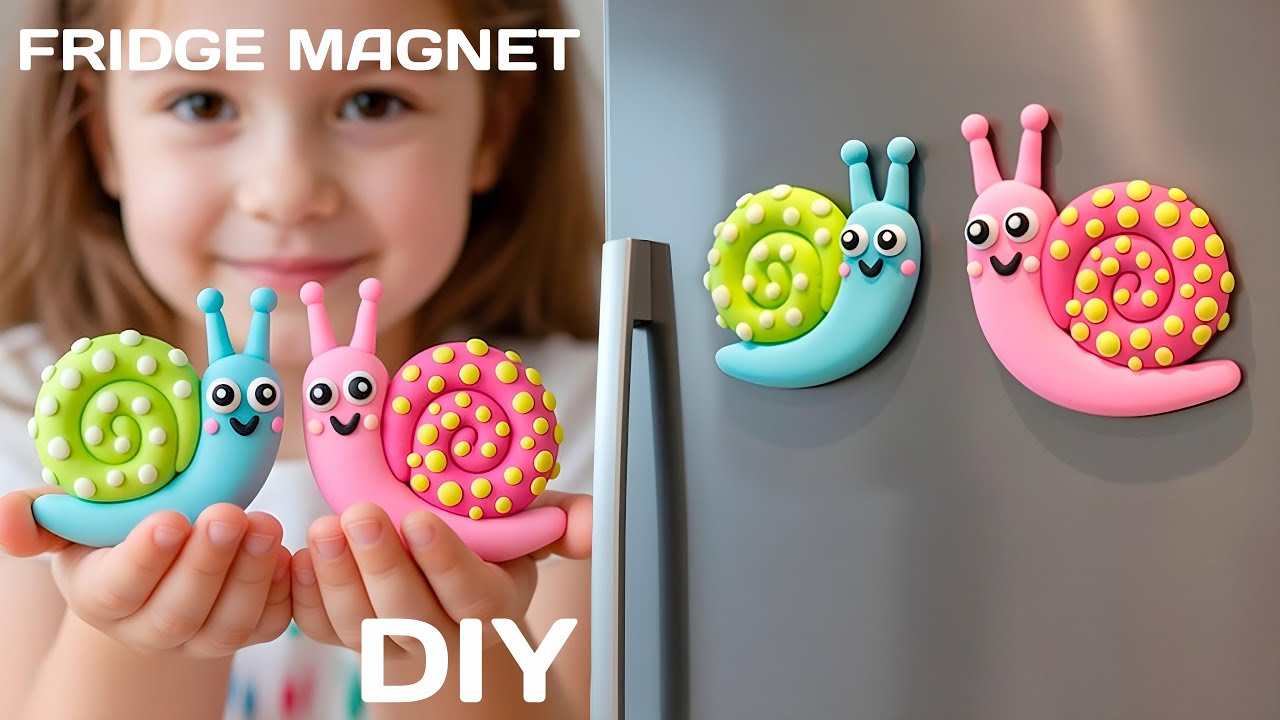 DIY | Air Dry Clay Cute Snails 🐌 | How To Make a Fridge Magnet | Tutorial Handmade 🐌