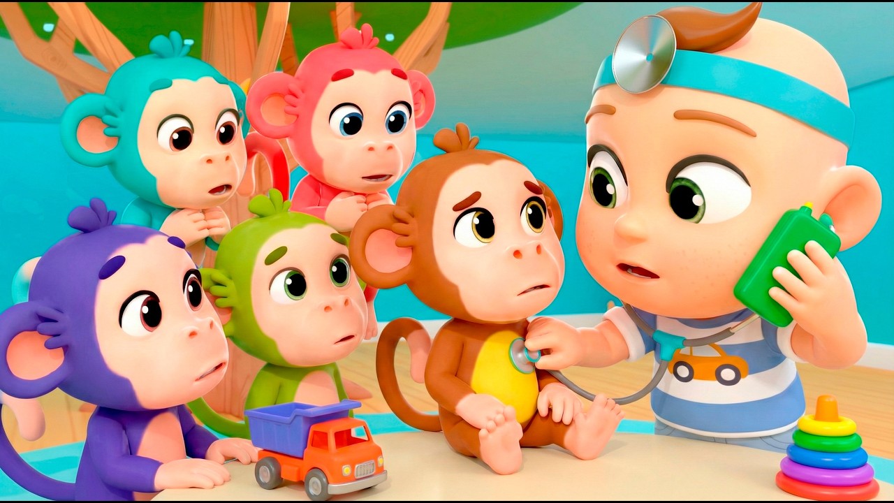 Five Little Monkeys Jumping on the Bed 🚑 Playground & Toys | Almama - Baby Academy