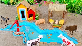 DIY mini Farm Diorama with House For Cow , Goat House – Cow Shed how to supply water for animals