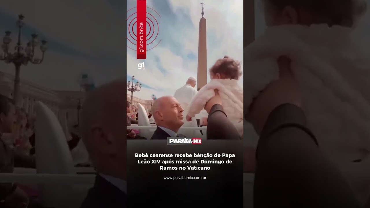 Bebê cearense recebe bênção de Papa Leão XIV após missa de Domingo de Ramos no Vaticano