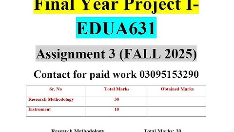edua631 assignment 3 | Fall 2025_EDUA631_3 |  Final Year Project I-EDUA631| Assignment 3 FALL 2025