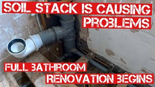 FULL BATHROOM REFIT-SOIL STACK CAUSES PROBLEMS ON DAY 1… Part 1-Rip out & 1st Fix