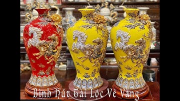 Bình hút tài lộc vẽ vàng bát tràng , Mai Bình Mã Đáo Thành Công Vẽ Vàng đẳng cấp .