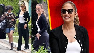 Jennifer Lopez Rocks Black and White Ensemble on Visit to Jennifer Garner's Home with Daughter Emme