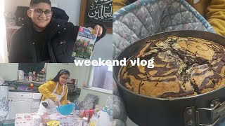 weekend vlog - day in our life, baking marble cake, chilling \& more