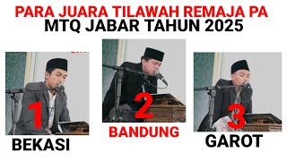 THE CHAMPIONS OF THE 2025 JABAR MTQ YOUTH MALE REcitation (Reaction Videos for 1st, 2nd, and 3rd ...