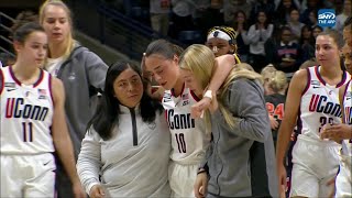 Paige Bueckers, Azzi Fudd Watch In SHOCK As Nika Muhl Takes KNEE To HEAD, Left Game | UConn Huskies