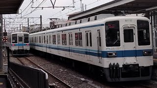 東武80000系81110編成が急行柏行きとして大宮公園駅2番線を通過するシーン(2024/04/27)