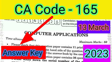 Computer 2023 code 165 answer key  | cbse class 10 answer key | computer applications #answerkey